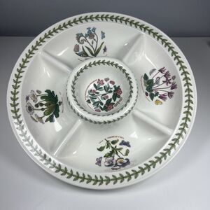 PORTMEIRION Botanic Garden Chip Dip Divided 13.5” Round Serving Platter